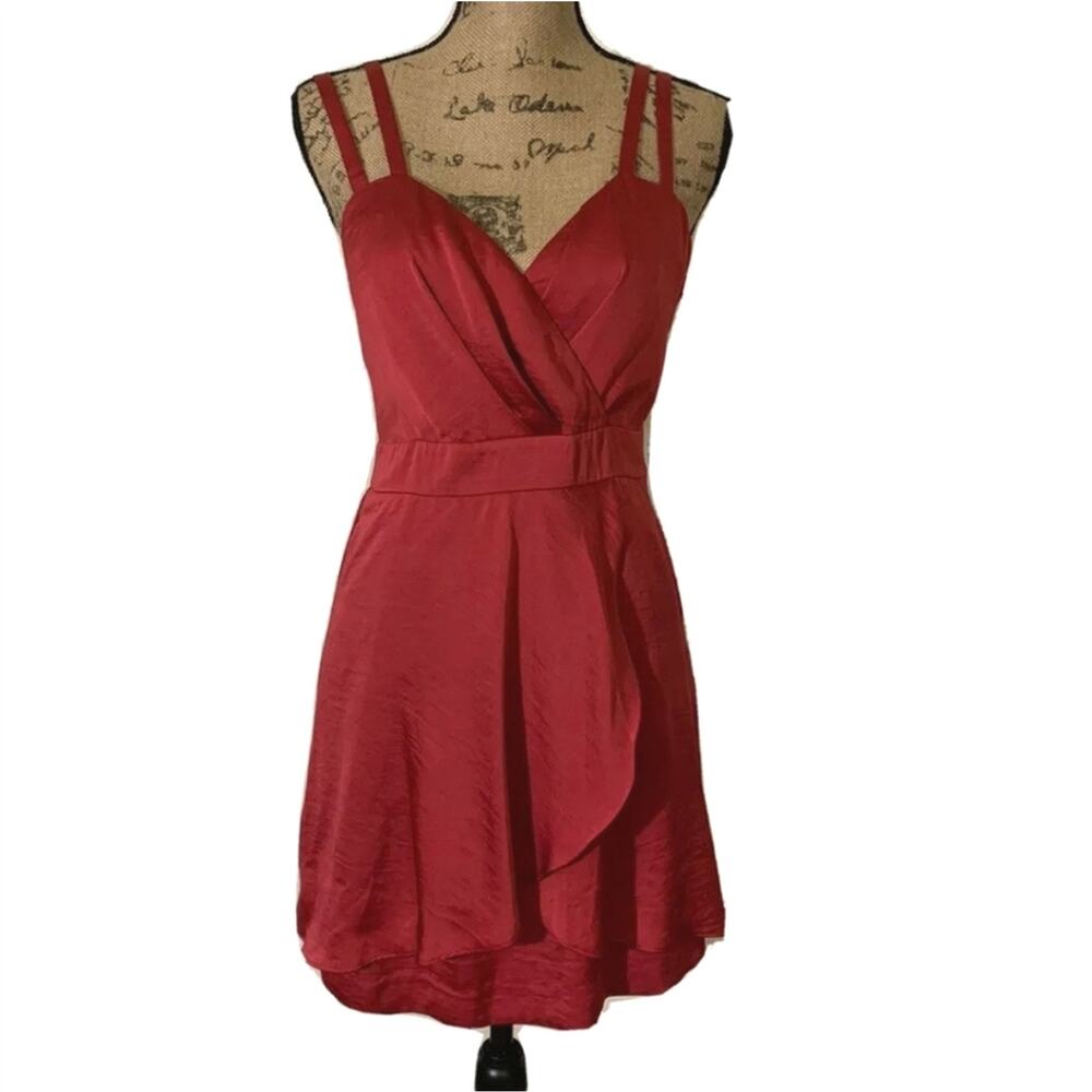 Sz 6 BCBGgeneration Double Cross Strap Back Deep Raspberry Red Dress